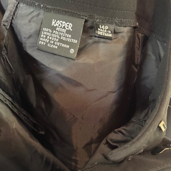 Kasper Size 14 Petite Professional Polyester Dress Classic Stylist Black Pant - Picture 8 of 11